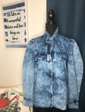 Load image into Gallery viewer, Blue Acid Washed Demin Shirt ( Ruffle Collar)
