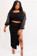 Load image into Gallery viewer, Black Knit Cami and Split Maxi Skirt Set
