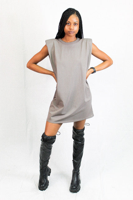 Padded Shoulder T-Shirt Dress