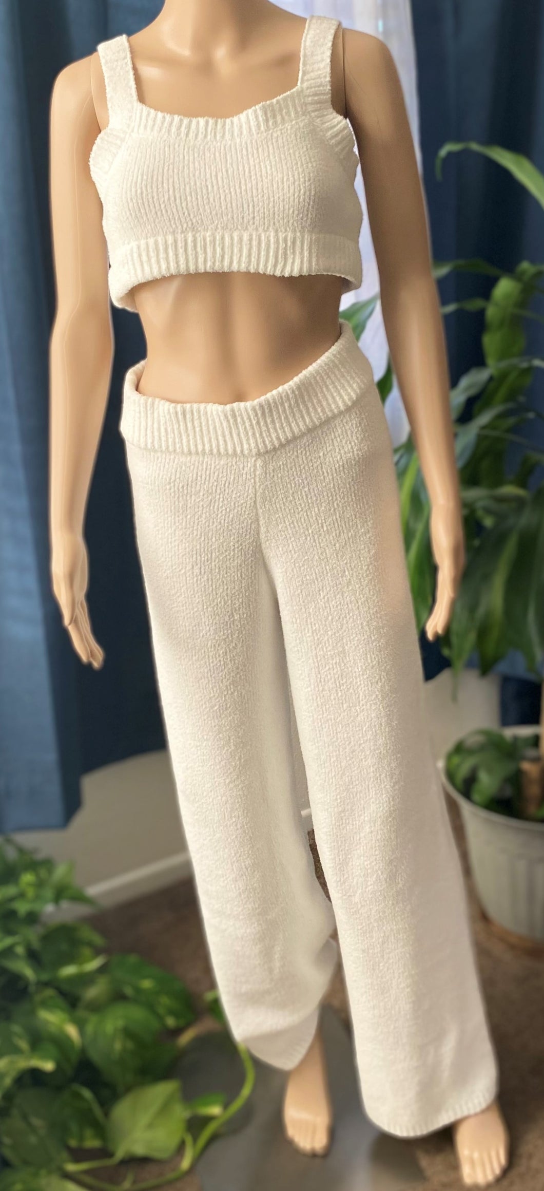 White Terry Pants Set